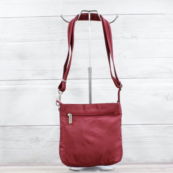 Travelon Maroon Polyester Vinyl RFID Shielded Pocket Crossbody Shoulder Bag - Picture 3 of 10